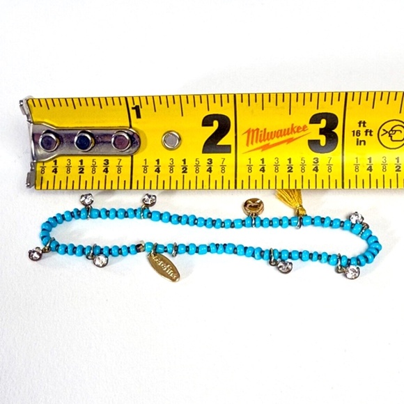 Anthropologie Beaded Bracelet β Light Blue & Yellow Tassels & Rhinestones β¨ππ - Picture 5 of 5